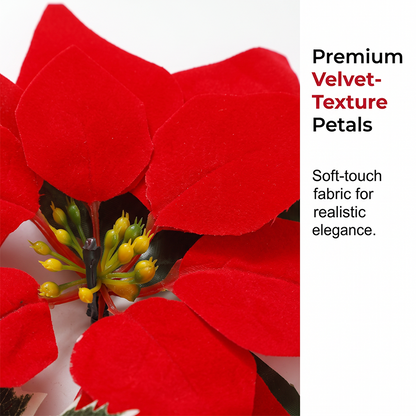 😍 🎄 Poinsettia Flower String Lights – 2M Warm LED Garland with Red Flowers & Holly Leaves