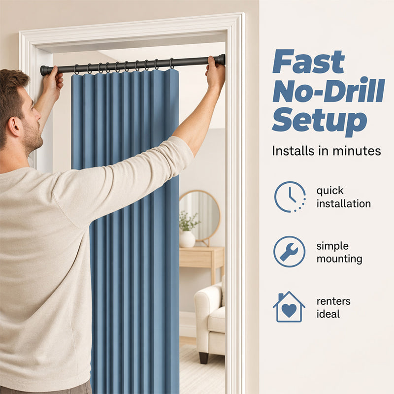 ⭐No-Drill Magnetic Accordion Door Curtain