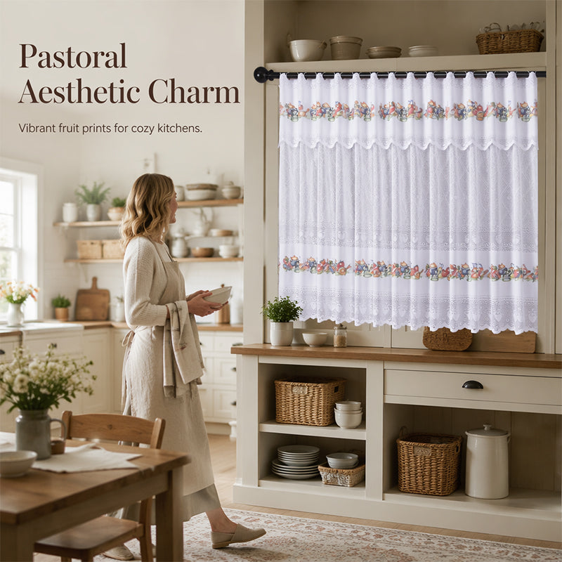 Retro Lace Short Kitchen Curtain