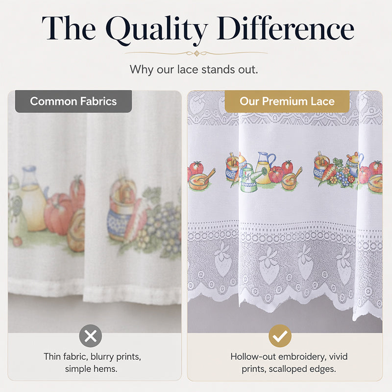 Retro Lace Short Kitchen Curtain