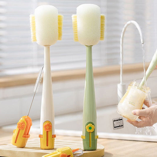 🧽 5-in-1 Bottle Cleaning Brush Set – Sponge, Straw, Lip, Gap & Hook – Every Corner Sparkling Clean! ✨