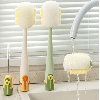 🧽 5-in-1 Bottle Cleaning Brush Set – Sponge, Straw, Lip, Gap & Hook – Every Corner Sparkling Clean! ✨