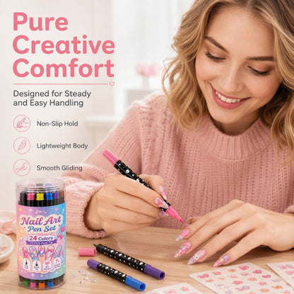 🎁24 Colors Dual Ended Nail Art Pens Set