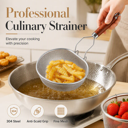 🔪🍳 Stainless Steel Sieve with Handle – Fine mesh, durable & easy-grip – Perfect for straining pasta, fruits & veggies 💧