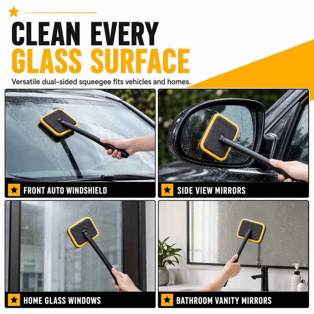 🚗Car Windshield Cleaning Brush – Extended Long Handle Double-Sided Window Cleaner, Reach Deep Corners, 4 Kit Options for Interior Auto Glass
