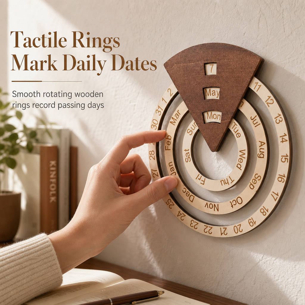 💥Circular Wooden Rotating Perpetual Calendar – Artistic, Interactive, Timeless ✨