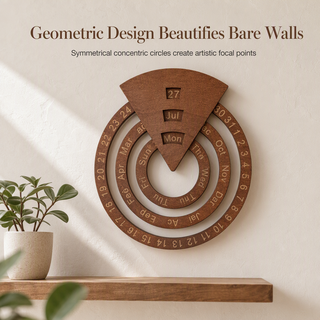 💥Circular Wooden Rotating Perpetual Calendar – Artistic, Interactive, Timeless ✨
