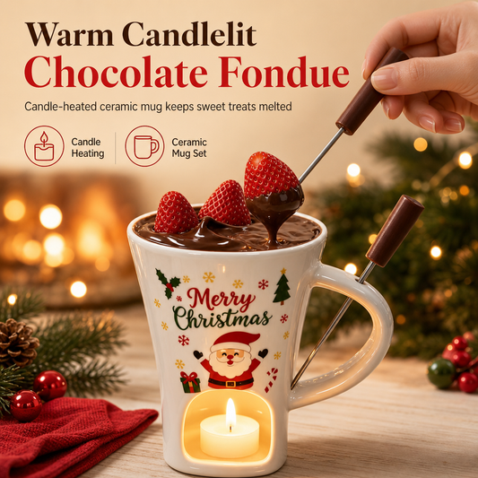 Christmas Ceramic Chocolate Fondue Mug Set