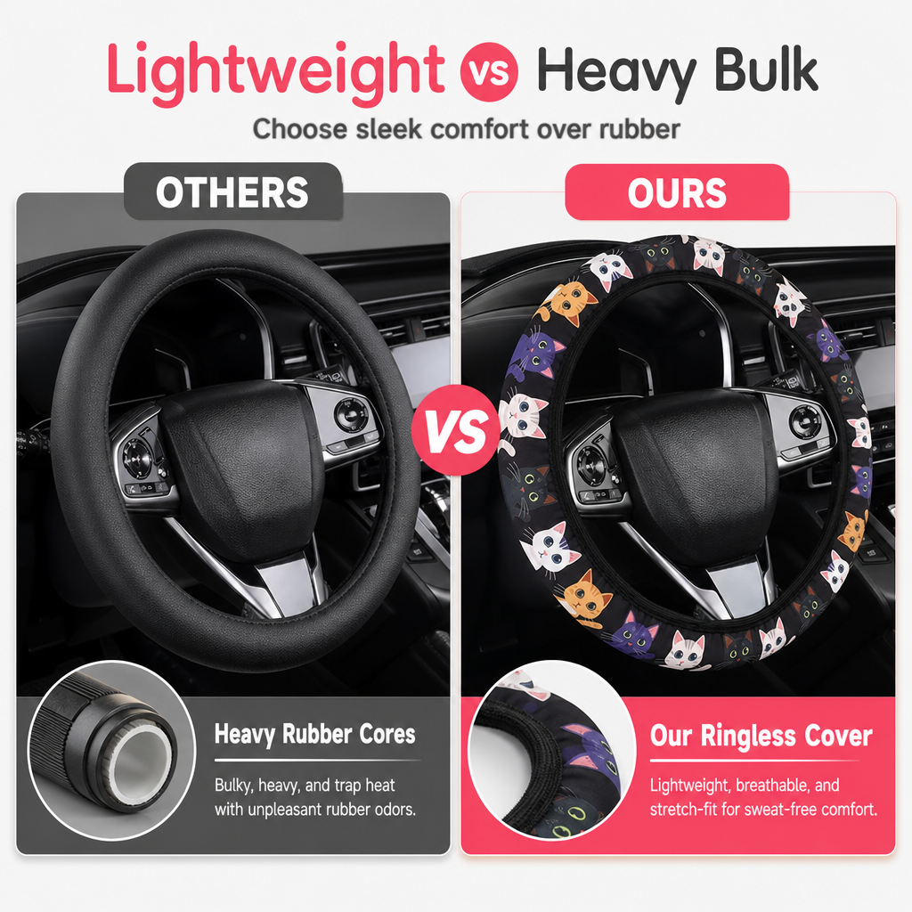 Universal 38cm Ringless Silk Steering Wheel Cover Printed Breathable Car Wheel Protector for All Seasons
