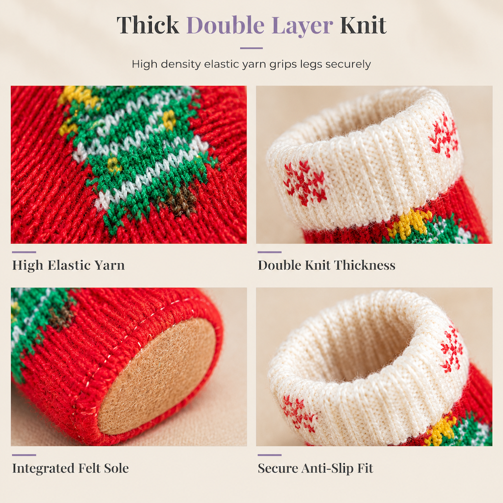 🎄 🪑 Christmas Chair Leg Covers – Felt pads, non-slip & 4-piece set ✨